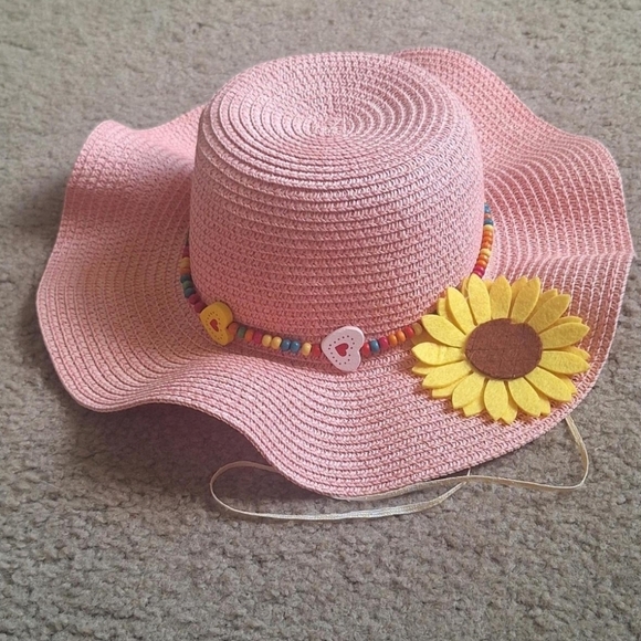 Pink Sun Hat with Sunflower Accent - Picture 7 of 7